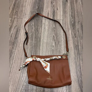 Nanette Lepore Adley Crossbody 28715957 Purse Camel Tan Removable Scarf 👜